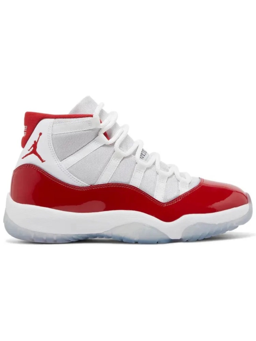Jordan 11 Retro Cherry High Top Sneakers in White and Red